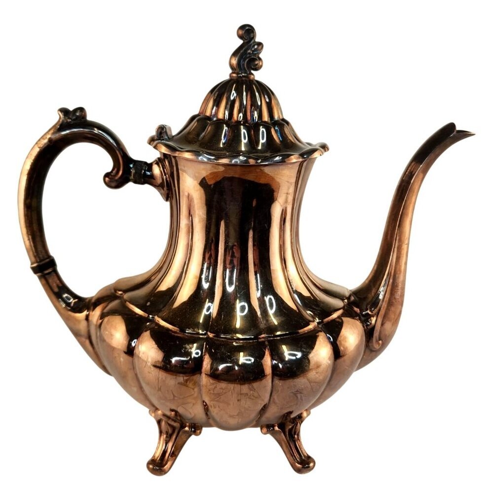 Vintage Reed and Barton 7050 Holiday Silver Plated Teapot Victorian Style Footed
